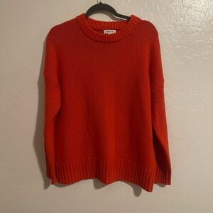 Nordstrom Orange Cashmere Wool Blend Sweater Size XS Oversized